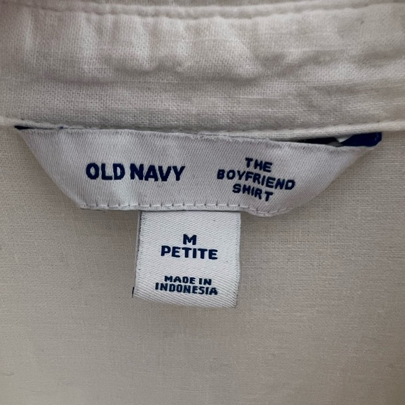 Old Navy Women’s White Button Down Linen Blend Boyfriend Shirt - Picture 5 of 7
